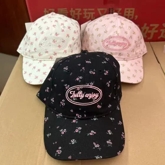 Famosa criação Premium miniso Girl Series Floral bordado chapéu de beisebol protetor solar boné de modelagem