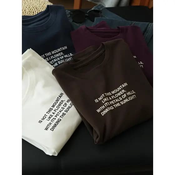 230g senhoras carta escovada de manga comprida em torno do pescoço Bottoming camiseta estilo solto estilo outono roupas