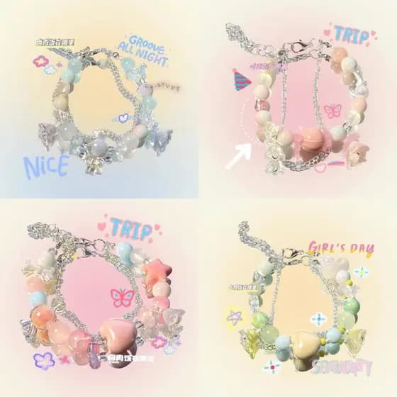 Recomendado pelo proprietário da loja [meia colher de queijo] pulseira diy linda menina cristal frisado namoradas ins co