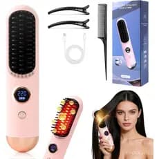 Escova Alisadora de Cabelo 2026, Escova Alisadora Sem Fio para Cabelos Curtos, Mini Escova Alisadora Portátil com 9 Temp