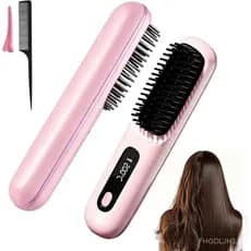 Escova Alisadora de Cabelo Sem Fio, Mini Alisador de Cabelo com 3 Configurações de Temperatura, Escova Alisadora de Cabe