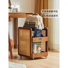 Bolsa escolar de madeira maciça, cesta de armazenamento de livros, caixa de armazenamento sob a mesa, grande capacidade,