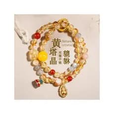 Cristal Natural amarelo torre cristal duoao Pixiu cabaça duplo círculo pulseira Original nacional na moda área de visão