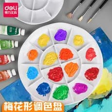 Deli Paleta infantil Flor de ameixa Paleta de pintura artística Pintura de jardim de infância Aquarela Pintura chinesa G