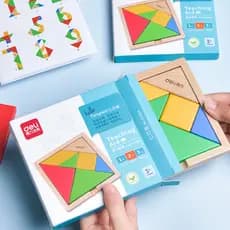 Deli Tangram Auxiliares de Ensino Alunos do Ensino Fundamental de Primeira Série 4-6 Anos Crianças Educacionais Quebra-c