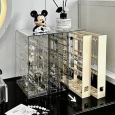 Japão Desktop transparente plástico rack de armazenamento de jóias colar pulseira caixa Anti-poeira orelha parafuso pris