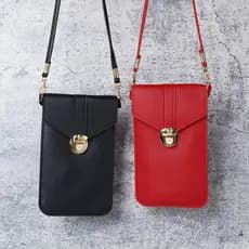 2026 novo estilo feminino na moda bloqueio Crossbody couro do plutônio tela de toque carteira do telefone móvel feminino