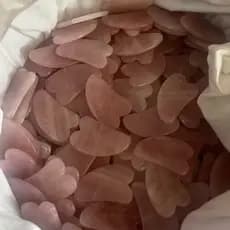 Raspador de chifre de cristal rosa Natural pequeno raspador Facial em forma de V