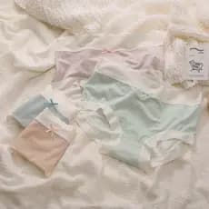 Meini algodão macio listrado roupa interior feminina respirável algodão virilha cintura alta básico impresso menina Brie