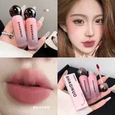 Cor Benming de couro amarelo!Veludo fosco lama labial fosco fosco esmalte labial não é fácil de colar copo batom simples