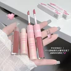 SHAQINUO tempo adstringente brilho labial de duas cabeças espelho brilho labial fosco veludo batom beleza doméstica