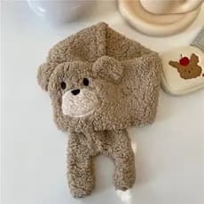 |Urso cachecol de pelúcia menina fabricante atacado bonito tridimensional estudante outono inverno cordeiro velo quente