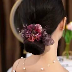 Mesmo estilo gaze acessórios de cabelo alta elasticidade feminino Scrunchy anel de cabelo piscando flor elegante bola ca