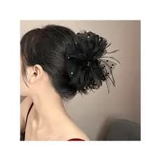 Clipe de nó de gaze de renda 2026 prendedor de cabelo de princesa de corrida feminino clipe de renda preta grande Volume