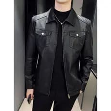 Jaqueta de couro masculina primavera outono estilo lapela rufião bonito jaqueta de couro jaqueta masculina na moda bonit