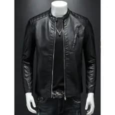 Moda novo estilo outono tamanho grande gola alta jaqueta de couro branco jaqueta masculina na moda magro-ajuste Casual r