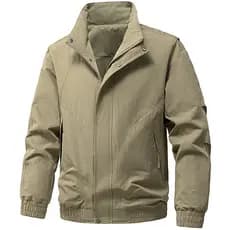 Primavera outono masculino gola alta jaqueta simples Casual roupas superiores com zíper bolso jaqueta primavera fina jaq