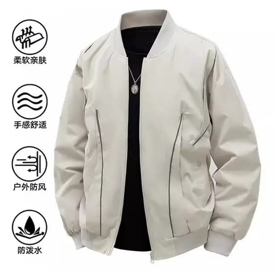 Primavera outono jaqueta masculina roupas de outono solto All-Match na moda jaqueta masculina cor sólida rufião bonito H