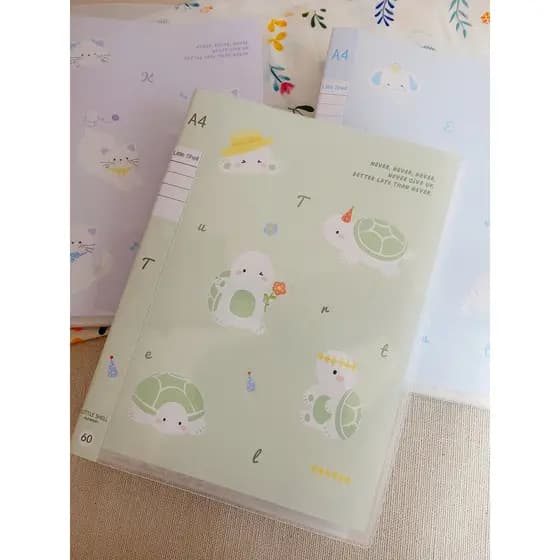 Desenhos animados A4 bonito 60 páginas livro de informações de grande capacidade 40 páginas pasta de inserção de papel d