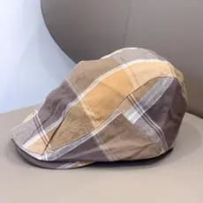 Versão coreana nicho xadrez Retro literário primavera verão estilo fino respirável jornaleiro chapéu masculino feminino