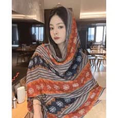 Estilo étnico cachecol feminino verão protetor solar xale Yunnan Qinghai pradaria viagem usar lenço de seda beira-mar to