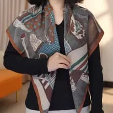 85x85 Retro impresso grande lenço quadrado feminino moda All-Match estilo ocidental lenço de seda cachecol High-End xale