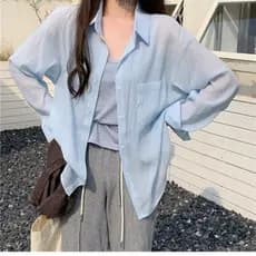Desgaste exterior estilo fino protetor solar camisa Drape Tencel camisa de algodão feminino estilo fino primavera verão