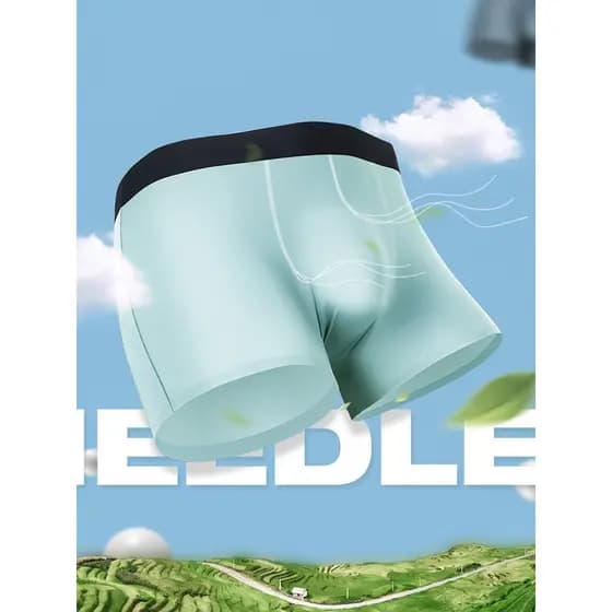Cueca boxer masculina sem costura, peça única, ultrafina, bolso U, respirável, cueca boxer média