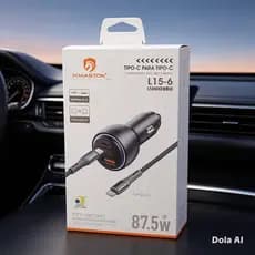 Carregador Veicular Turbo USB e Tipo C / IOS Led Fonte Carro Automotivo Original