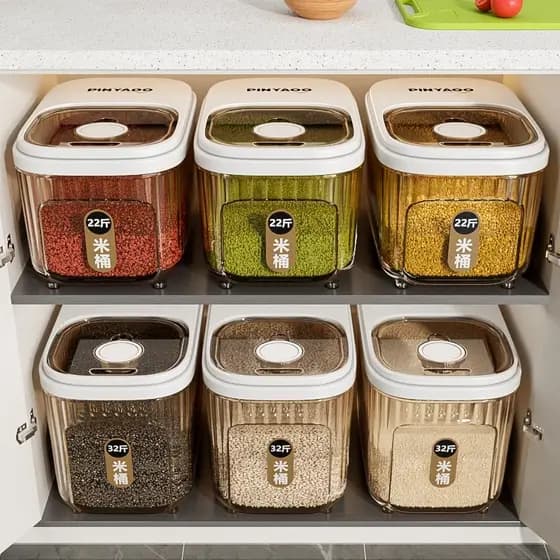 Japão novo estilo doméstico balde de arroz de qualidade alimentar à prova de insetos à prova de umidade selado caixa de
