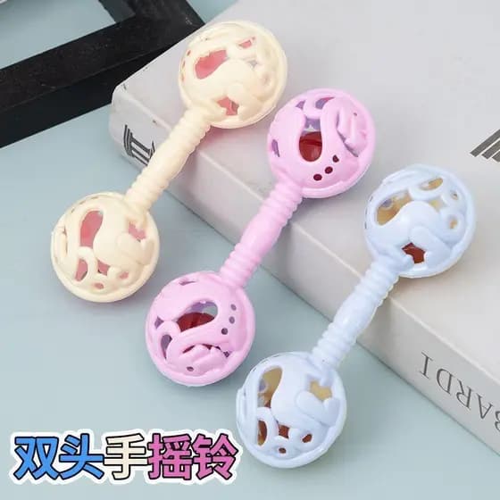 Japonês criança dupla cabeça chocalho brinquedo bebê portátil educação precoce sino brinquedo crianças iluminação brinqu
