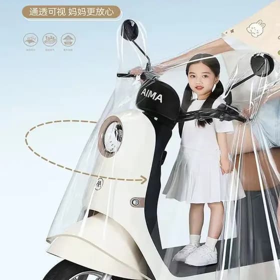 Japão em destaque capa de chuva veículo elétrico pai-filho duplo com crianças corpo inteiro à prova de chuva feminino en