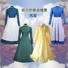Halloween Hal's Moving Castle Sophie cos terno macacão vestido longo cosplay traje