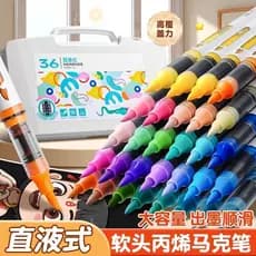 Marcador acrílico ponta macia caneta aquarela líquida reta 60 cores alunos da escola primária jardim de infância pintura