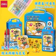 Deli Marcador Acrílico 24 Cores Crayon Shin-Chan Alunos da Escola Primária Arte Infantil Dedicado Não Tóxico Lavável Jar