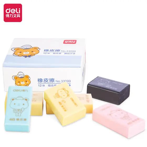 Deli 33099 Pacote combinado de borracha combinada 4B Eraser Clean Series Multicolor Box Art Black Painting Eraser Ultra-