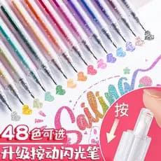 Cor Glitter Caneta Gel Glitter Glitter Glitter Prata Glitter Manual de mudança de cor Manual Marcador de pérola dedicado