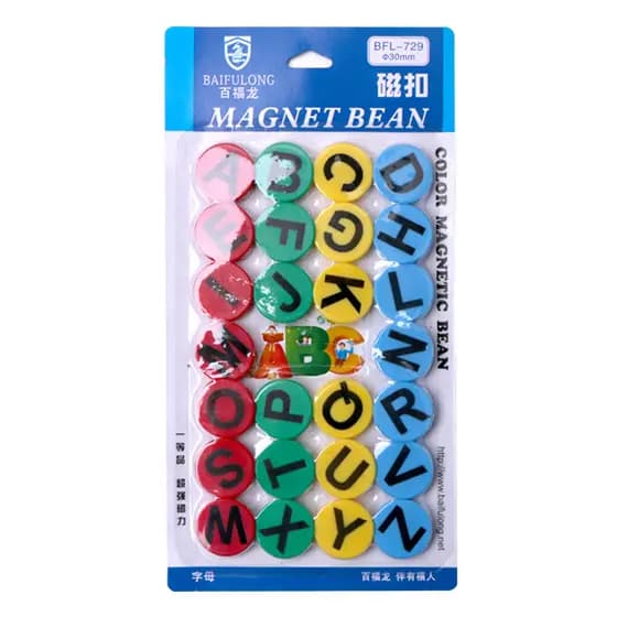 Letra redonda partículas magnéticas 30mm Capital inglês carta fivela magnética quebra-cabeça adesivos magnéticos 3cm aux