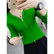 Com capuz de malha zíper Cardigan primavera outono versão coreana moda magro-ajuste curto pequeno camisola senhoras cami