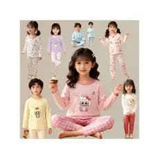 Crianças conjunto de roupa interior outono inverno meninos meninas bonito dos desenhos animados pijamas macios roupas ou