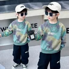 Meninos outono Tie-Dye topo primavera outono moletom roupas de moda infantil menino bebê outono roupas soltas pulôver to