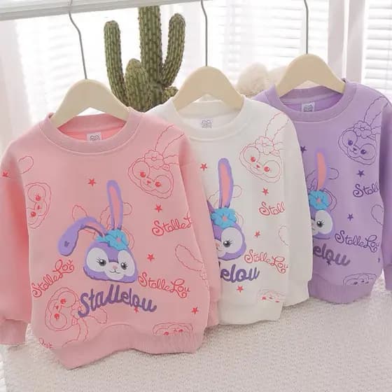 Primavera outono novo estilo meninas moletom moda bonito dos desenhos animados do bebê crianças em torno do pescoço pulô