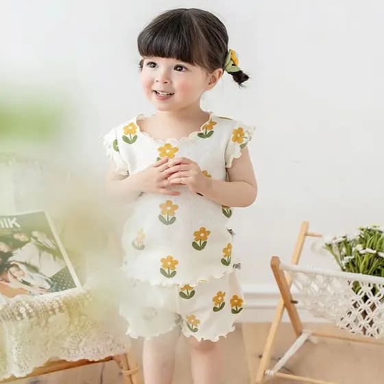 Meninas verão estilo fino gelo seda casa ar condicionado roupas crianças rendas colete Shorts pijamas bonito terno na mo