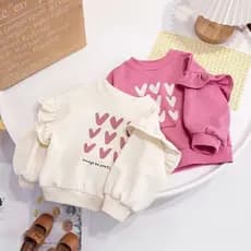Meninas primavera novo estilo topos bonito bebê menina Casual pulôver crianças amor em torno do pescoço primavera outono