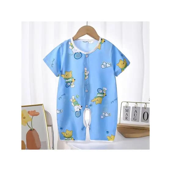 Macacão de bebê verão Shorts de manga curta algodão seda ar condicionado roupas macacão fino pijamas do bebê recém-nasci