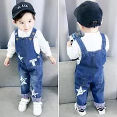 Crianças único vermelho Denim exterior Wear primavera outono Outing puro algodão bebê menina terno macacão bebê bonito m