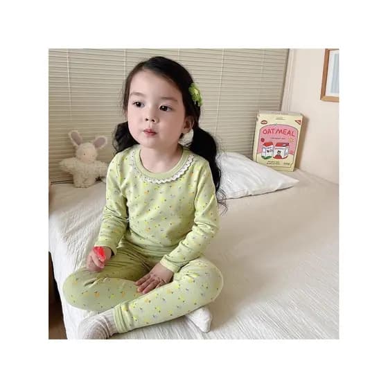 Meninas Floral Homewear calças de manga comprida terno pijamas primavera outono novo estilo alemão veludo quente outono