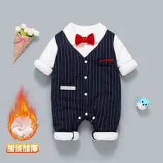 Macacão de bebê outono inverno Super elegante roupas de bebê menino forro de lã engrossado roupas quentes véspera de ano