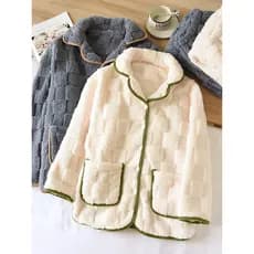 Estilo japonês outono inverno casal flanela pijamas engrossado quente Coral velo mais velo plus Size Loo