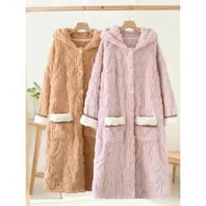 Camisola de flanela feminina engrossada Coral velo quente Extra longo com capuz tamanho grande solto Homewear pijamas in